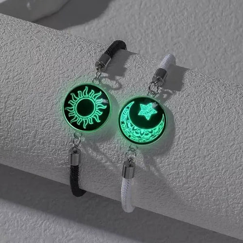 Romantic Luminous Sun Moon Couple Bracelets for Women Men Handmade