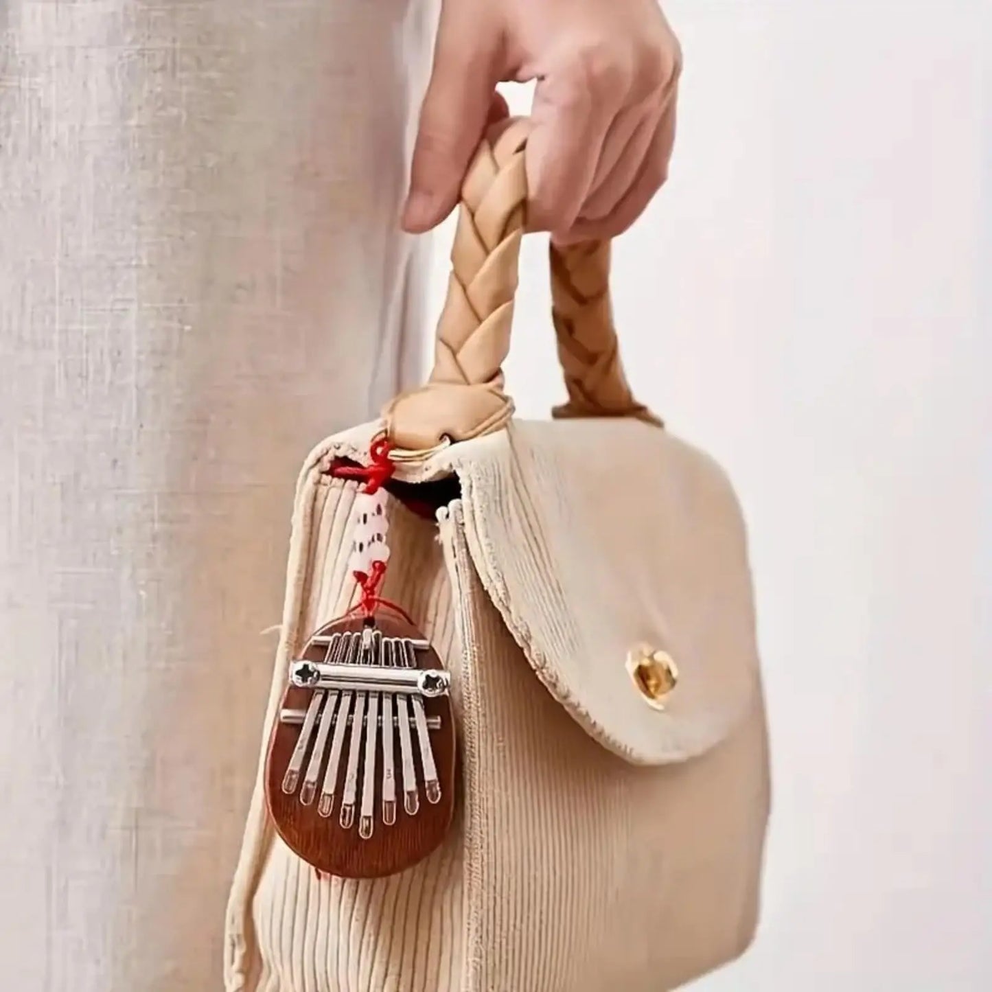 Mini 8-Key Kalimba Thumb Piano, Cute Instrument Pendant Keychain,
