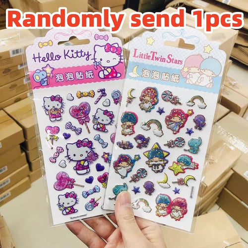 Genuine Sanrio Hello Kitty Glitter Stickers Cartoon Kt Cat Toys Decals