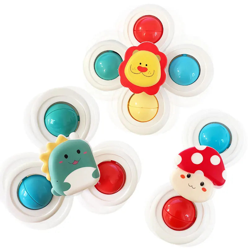 3PC Set Suction Cup Spinning Cartoon Animal Spinner Toys For Kids