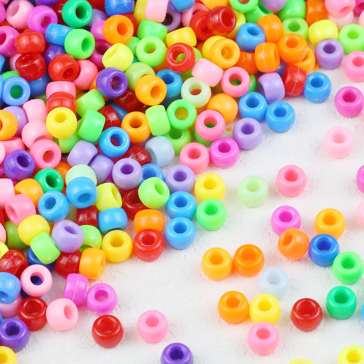 100/400pcs 6x9mm Solid Color Large Hole Pony Beads DIY Jewelry Making