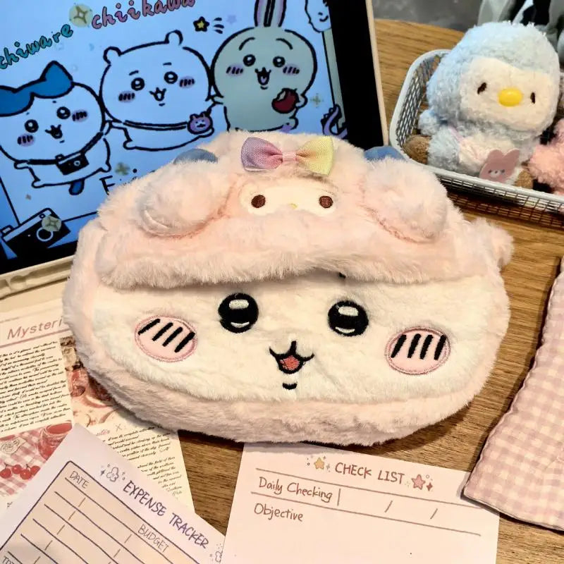 Anime Plush Pen Case Cartoon Usagi Hachiwareas Stationery Box Large