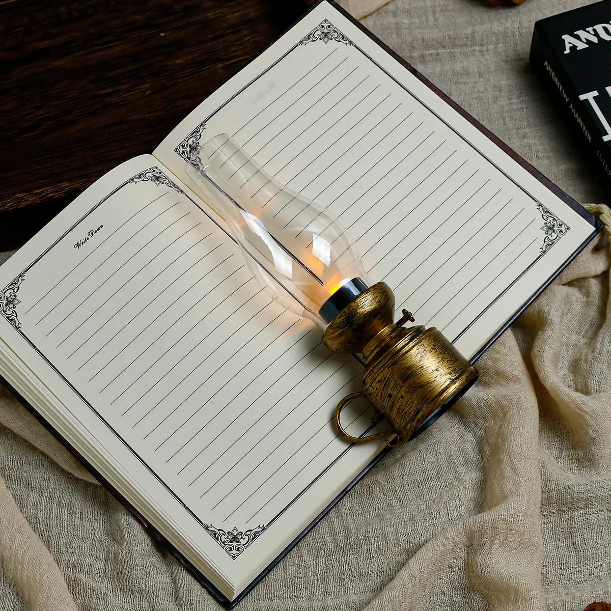 Vintage Lantern Retro Design LED Hanging Oil Lamp Battery Operated