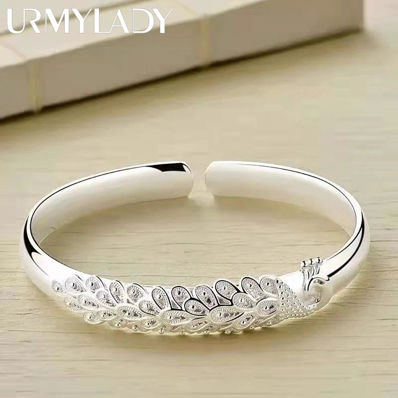 New 925 sterling silver elegant Peacock opening screen bracelet