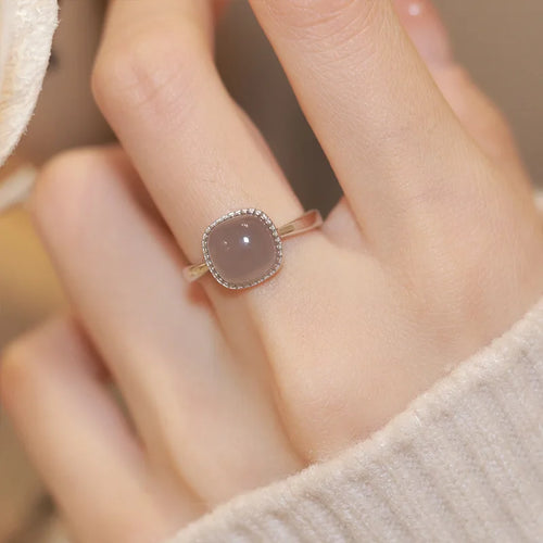925 Sterling Silver plated Liquid Lava Hetian Jade Bamboo Ring for