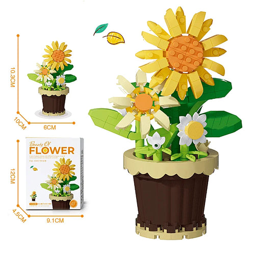 Creative Building Block Bouquet, Eternal Flower Plant Potted Gift,