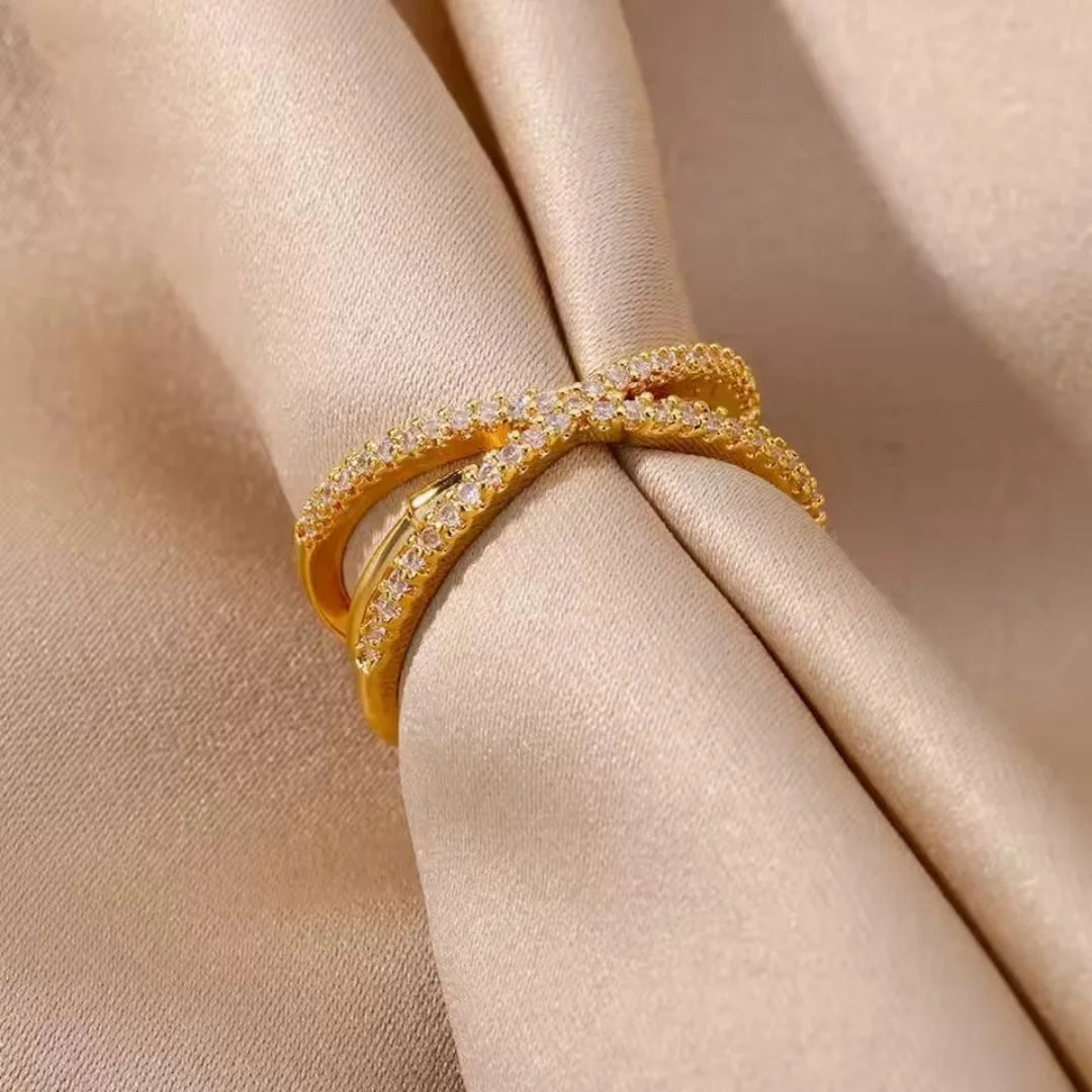 Zircon Cross Ring, Women's Open-end Cross Ring, Aesthetic Jewelry Gift