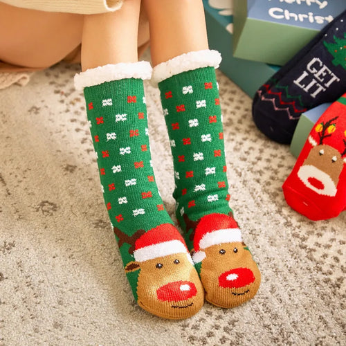 Winter Warm Socks Women penguin Plush Soft Female Non Grip Floor