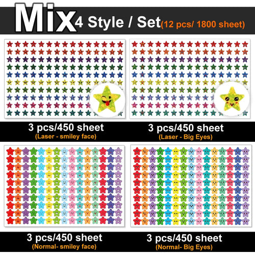 450-3000 Sheet Happy Face Stars Reward Sign Stickers Pack DIY