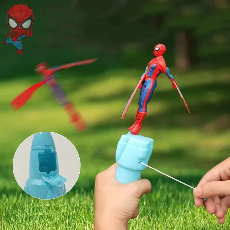 Anime Spiderman Bamboo Dragonfly Flying Toy Iron Man Captain Rotating