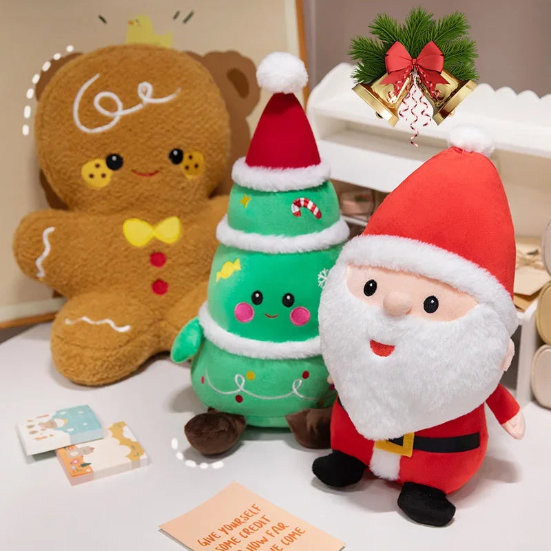 Cute Santa Claus & Elk Snowman Gingerbread Man Plush Toys Stuffed