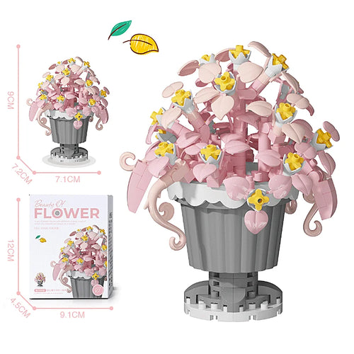 Creative Building Block Bouquet, Eternal Flower Plant Potted Gift,
