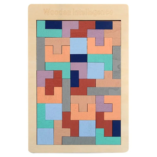 Montessori Wooden Puzzle Toy, Brain Teaser Logic Game for Kids, Early