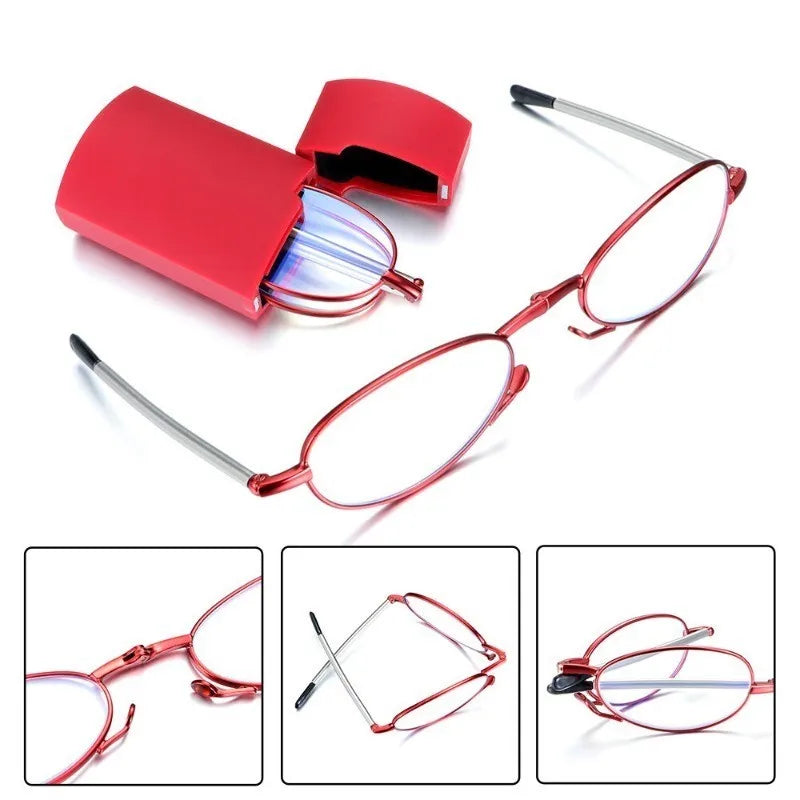 Gift Case Foldable Reading Glasses +1.00 to +4.00 Strength Men Women