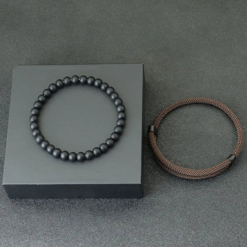 Fashion Mens Bracelet Set 2pcs Sliding Adjustable Lucky Red Thread