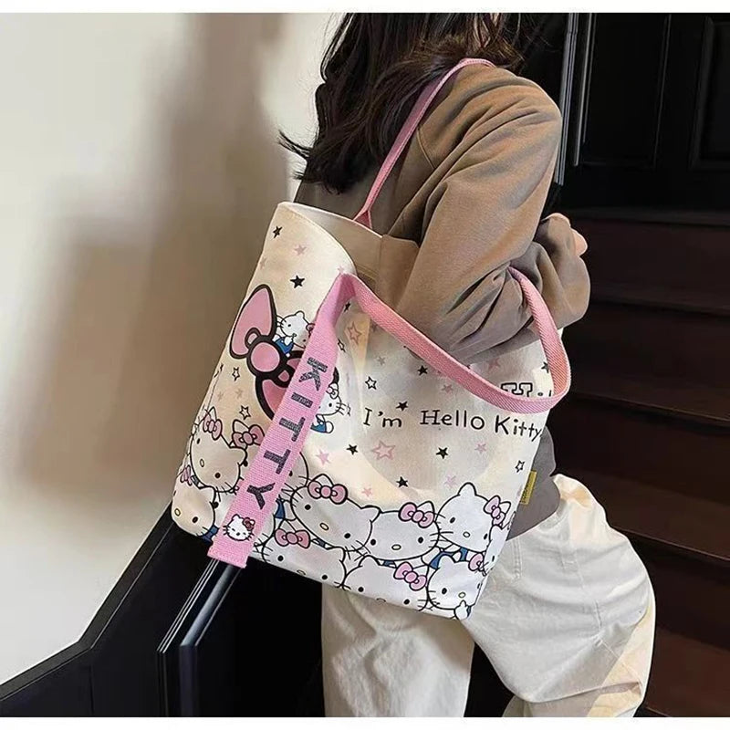 Sanrio Hello Kitty Large Capacity Shoulder Bag Cartoon Kt Cat Handbag