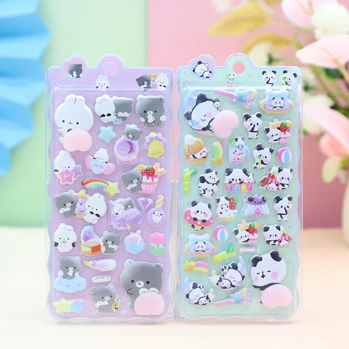 2pcs 3D Cartoon Puffy Stickers Cute Animal Stress Relief Popsicle