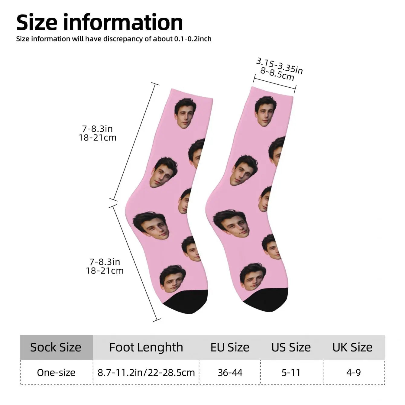 Customized face-shaped socks  Unisex customized socks  Personalized