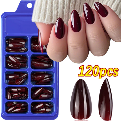 120Pcs Red Short Square Fake Nails Summer Glossy Full Cover Press on