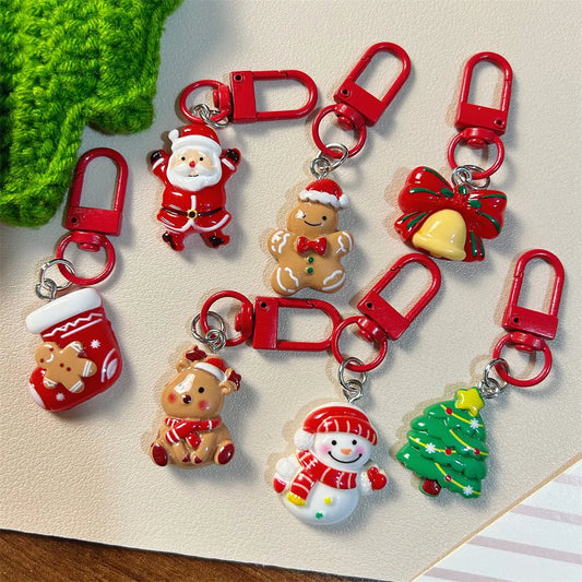 10-30Pcs Cute Cartoon Elk Santa Keychain, Christmas Party Birthday