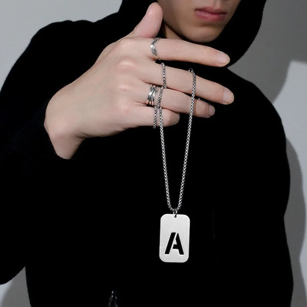 Stainless steel Men Women Pendant Necklace Hollow 26 Mother Without