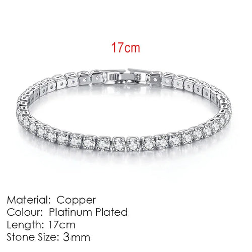 Silver Color 2.5/3/4/5mm Zircon Tennis Bracelet For Women Men Dazzling