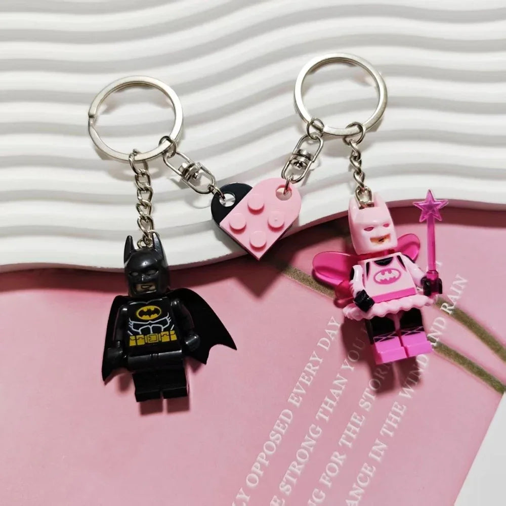 Beautiful Handmade 3D Fairy Star Pink Black Bat Keychain Y2k Heart