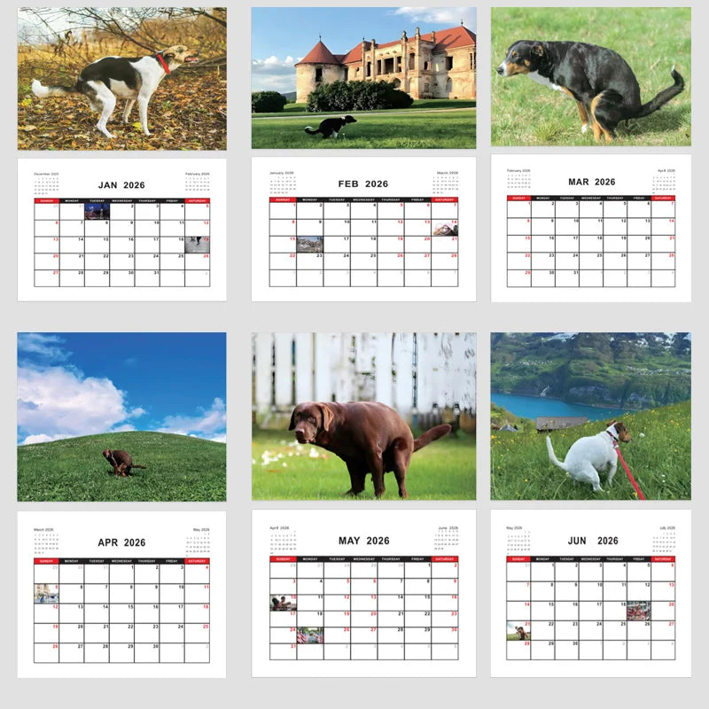 2026 Pooping Dog Calendar-Year Monthly Planner & Agenda Schedule