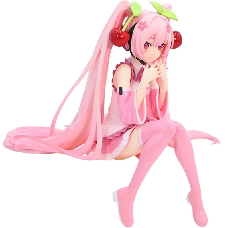 New Hatsune Miku Anime Figure Toys Pink Cherry Dress MIKU Kawaii
