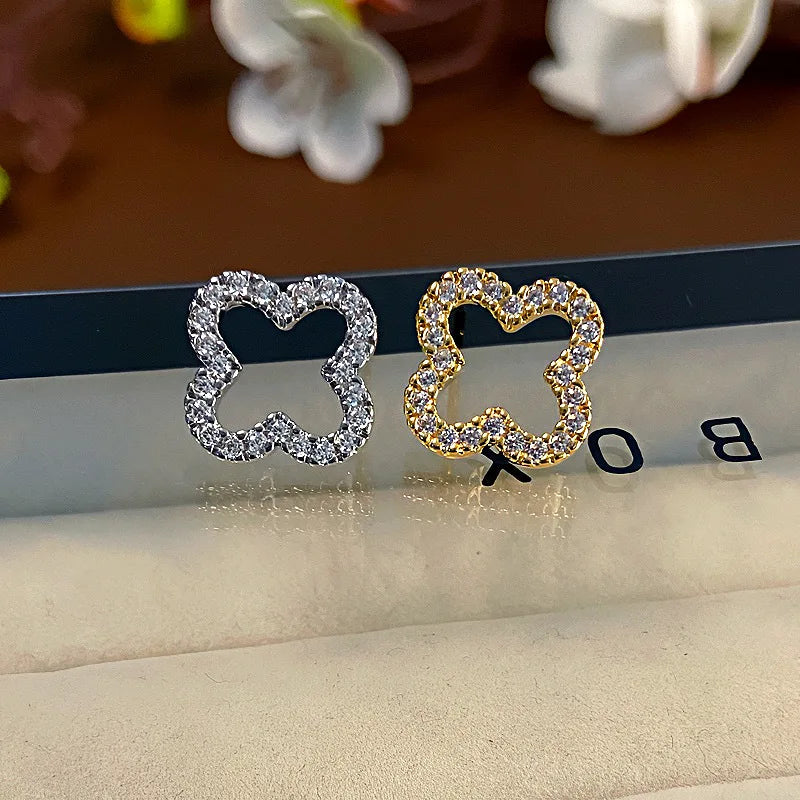 New Simple Hollow Four Leaf Clover Earrings for Women 2025 Trend