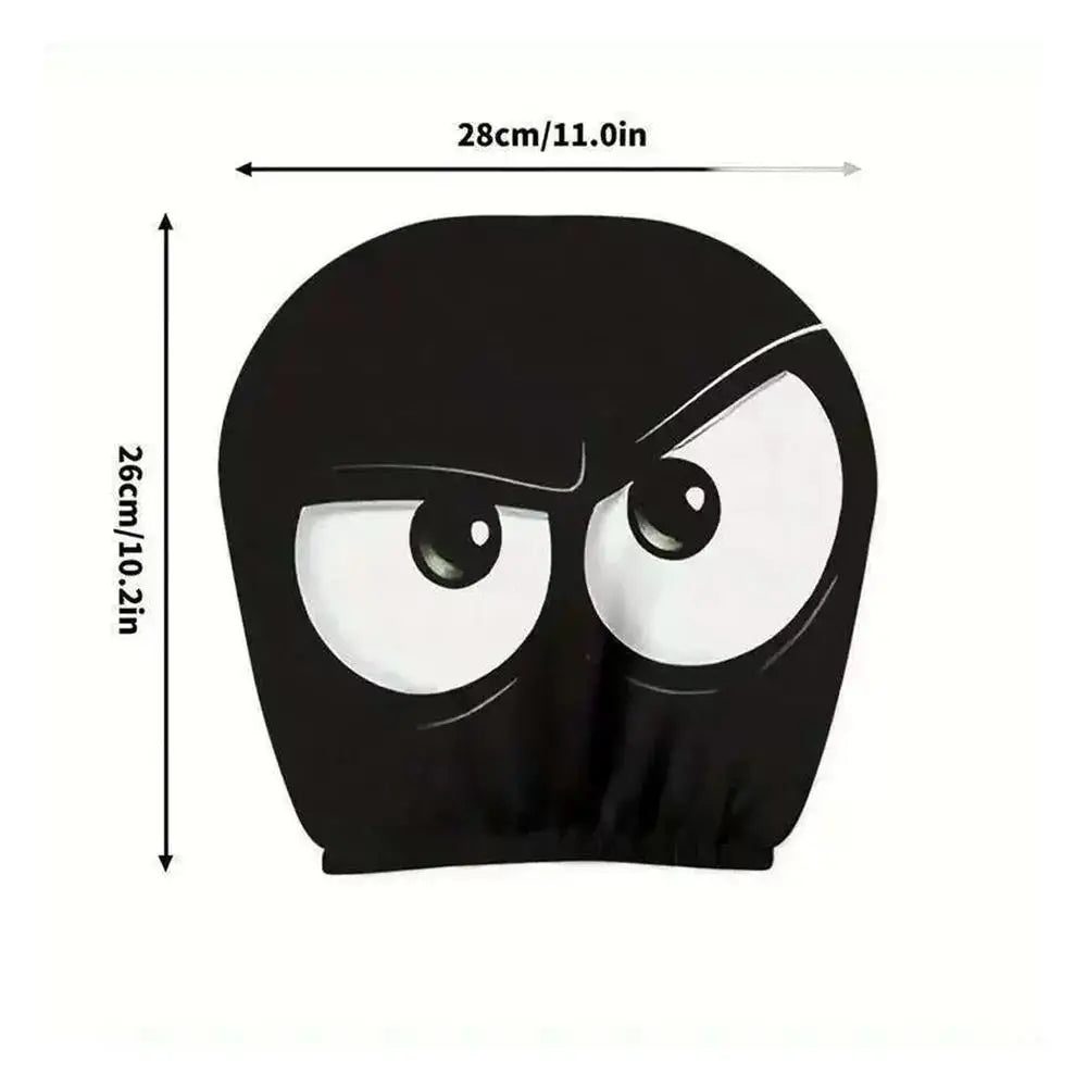 2PCS Cute Big-Eyed Cartoon Car Headrest Covers Universal Fit for Cars