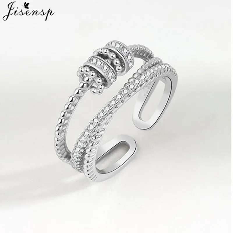 Simple Metal Beads Fidget Rotating Rings for Women Men Rotate Freely