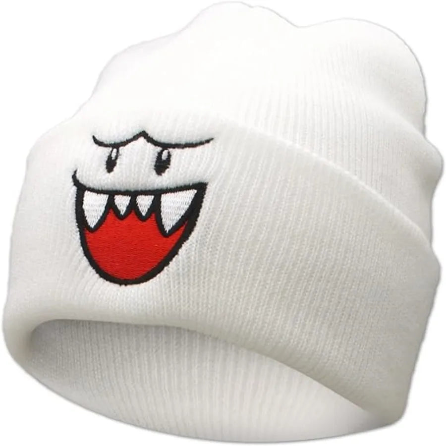 1pc Embroidered Happy Face Knitted Hat - Cute and Warm Winter Hat for