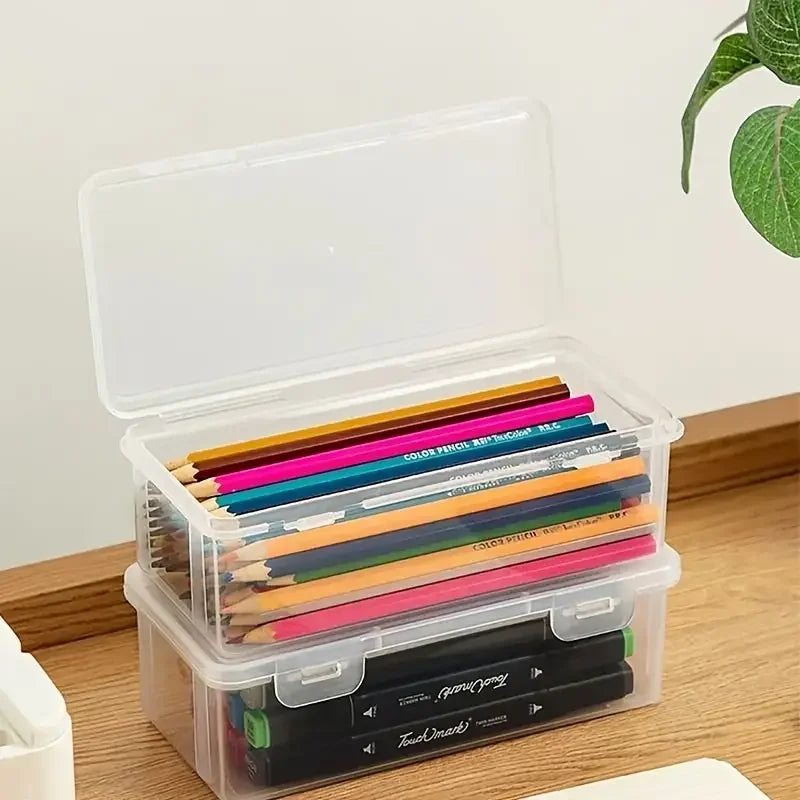 4 large transparent PP storage boxes with lids, used for storing
