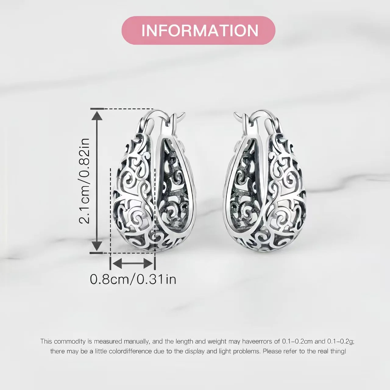 925 Sterling Silver Vintage Vine Series Earring Jewelry Versatile Hoop