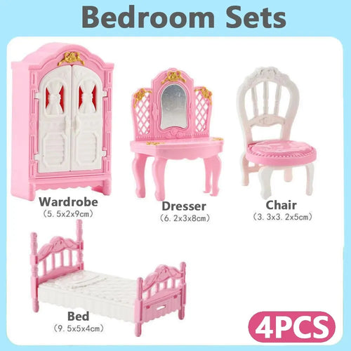 Hot Sale Cute Kawaii Pink 10 Items/Lot Miniature Dollhouse Furniture