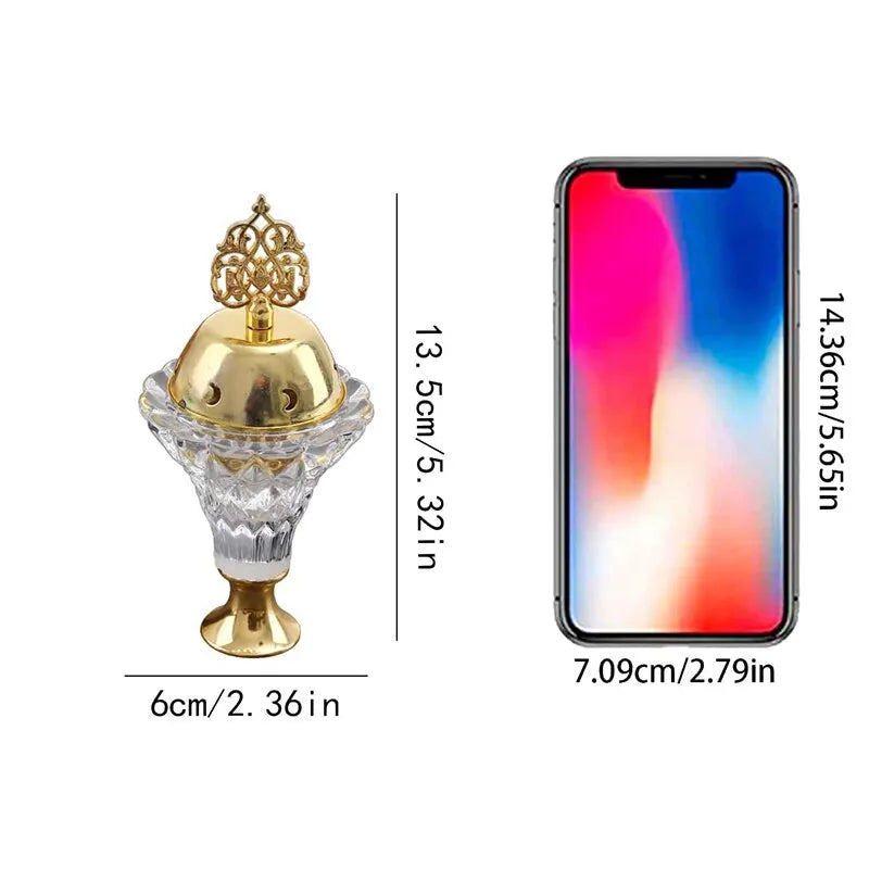 1Pc Artificial Crystal Incense Burner With Cover Aromatherapy Diffuser