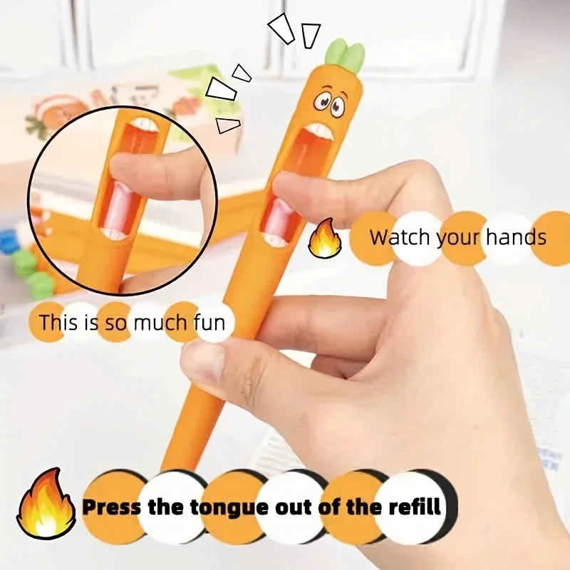 4pcs Multi-Expression Radish Shaped Gel Pens Creative Fresh Stationery