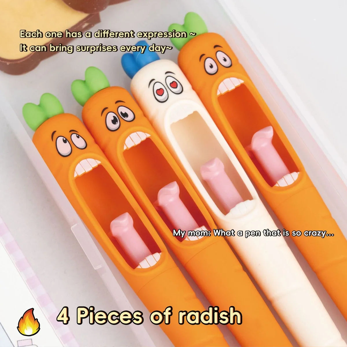 Cute Cartoon Kawaii  Pens Carrot Shaped Gel Pen Design Retractable
