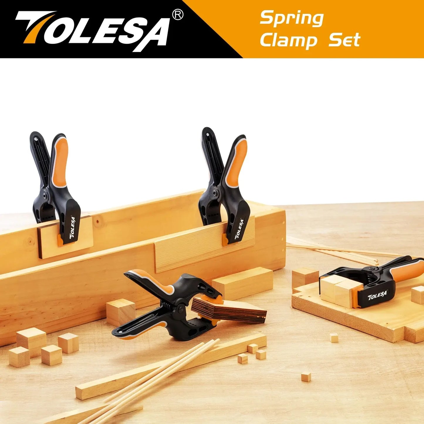 TOLESA 7" Spring Clamps Heavy Duty 4PCS Large Plastic Clamps for