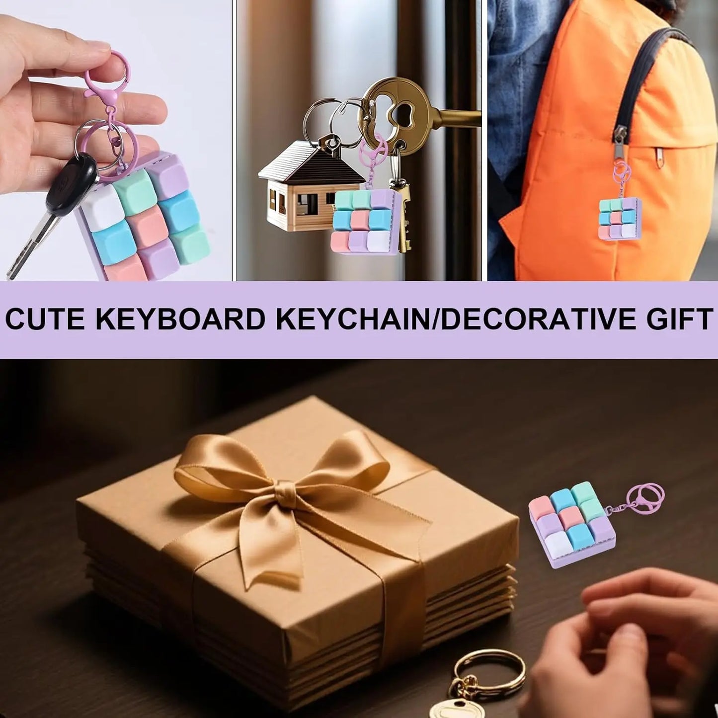 New Keyboard Fidget Toy, Fidget Clicker Keyboard Fidget Keychain,