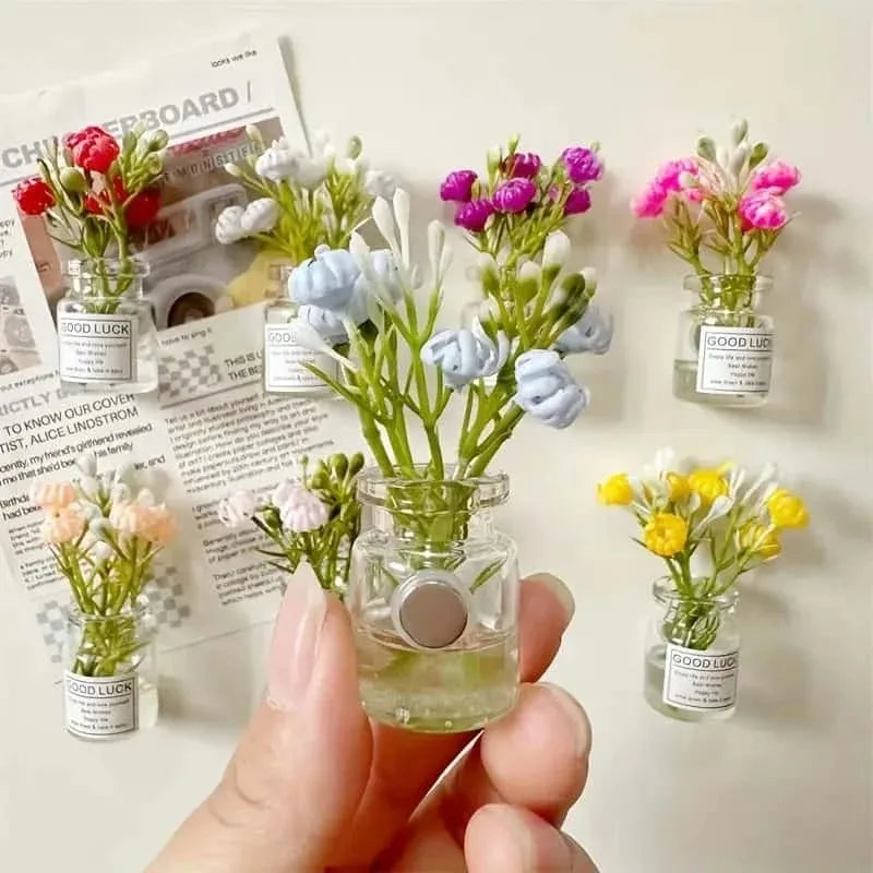 8pcs Mini Small Vase Magnets Cute Mini Refrigerator Magnets 3D Vase