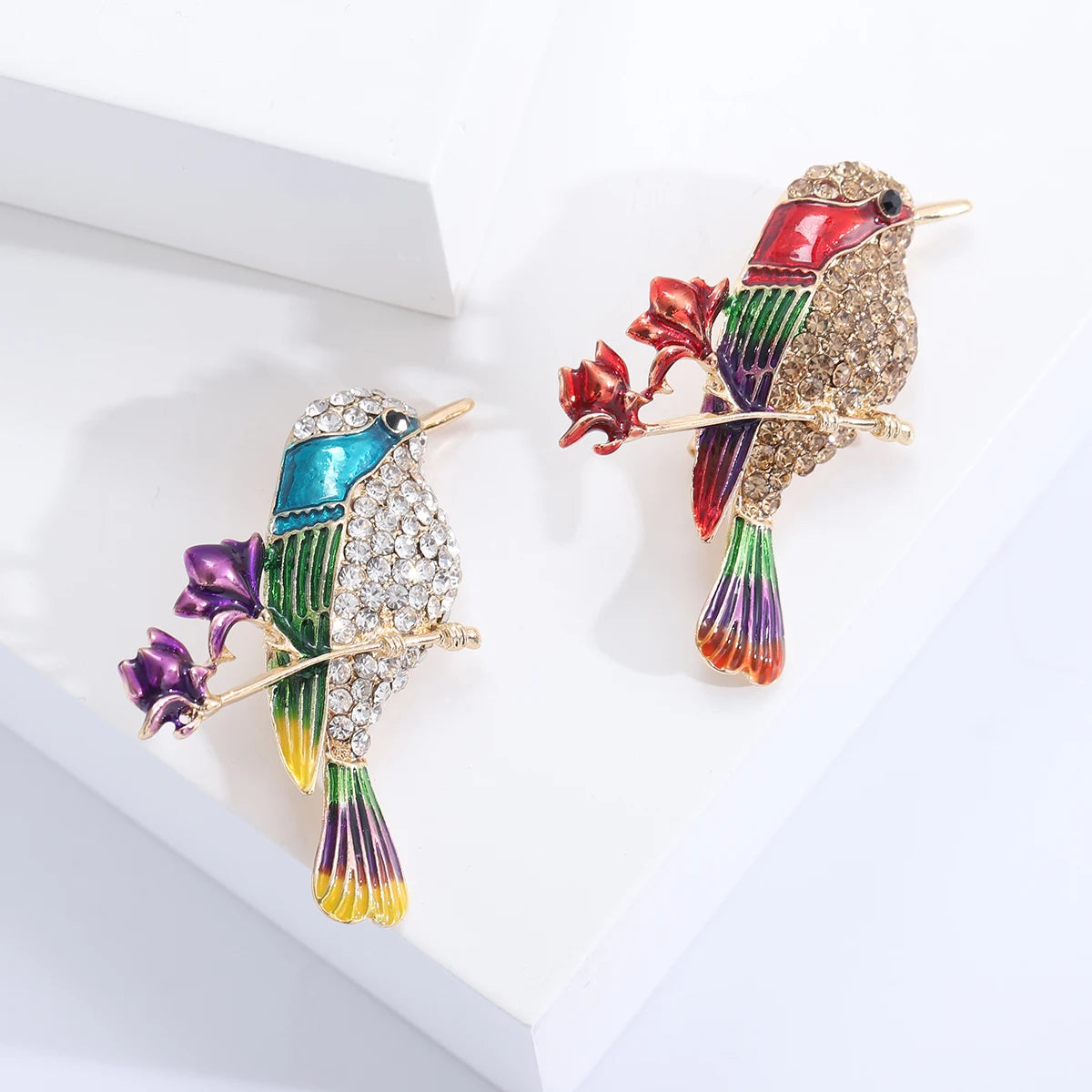 Classic Rhinestones Birds Brooches for Women Unisex Pearls Animals