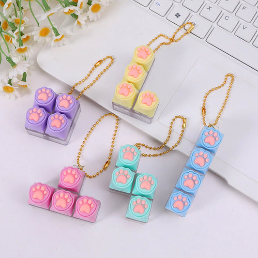 Silicone Cat Paw Keychain Stress Relief Toy with LED Light Flash