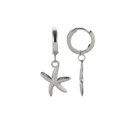 Vintage Summer Starfish Stainless Steel Stud Earrings For Women Simple