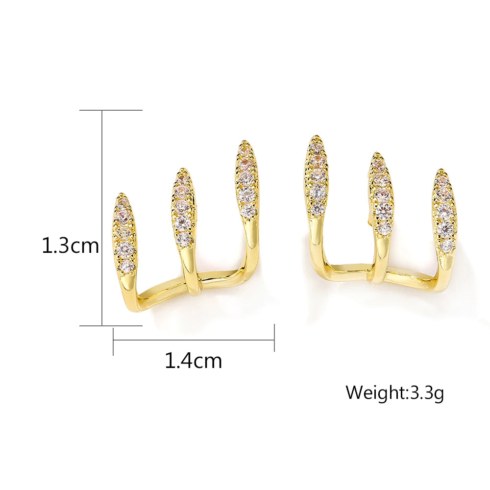 ZAKOL 2pcs Elegant Cubic Zirconia Three-Claw Earrings for Women