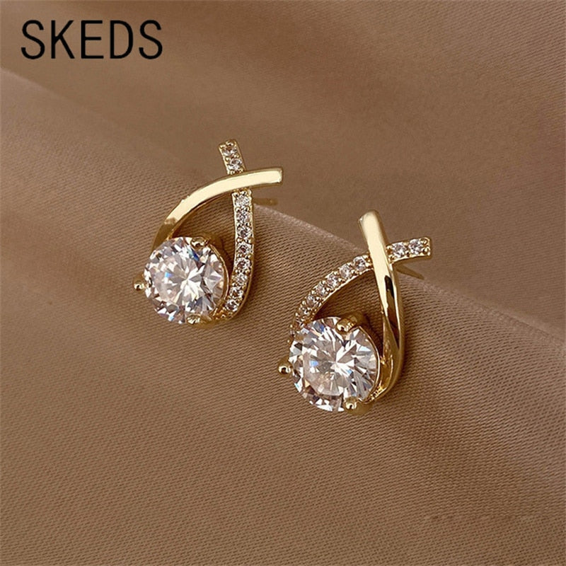 Skeds Fashion Cross Stud Earrings For Women Girls Korean Style Elegant