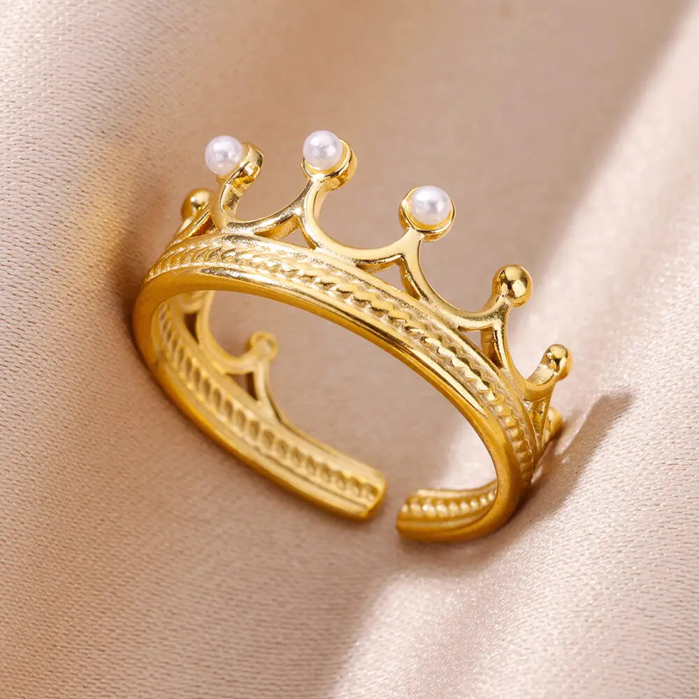 Shell Rings for Women Gold Plated Stainless Steel Rings Finger Chunky