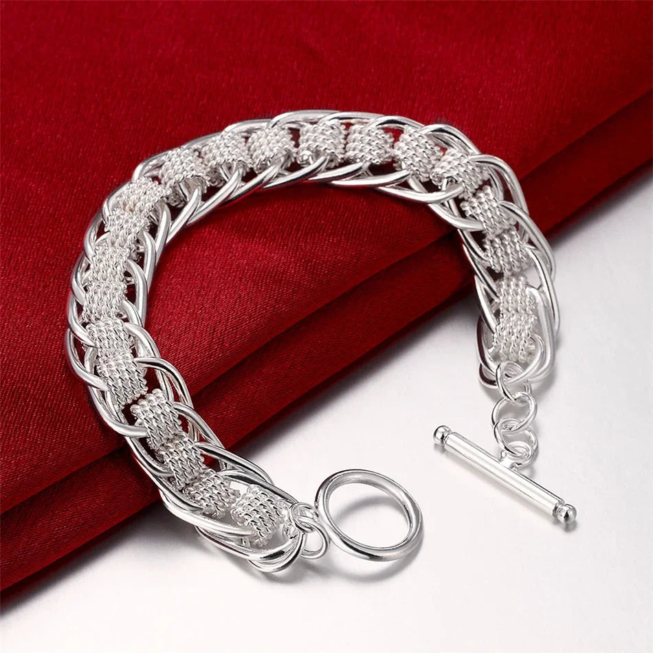 Fine 925 Sterling Silver Noble Nice Chain Solid Bracelet for Women Men