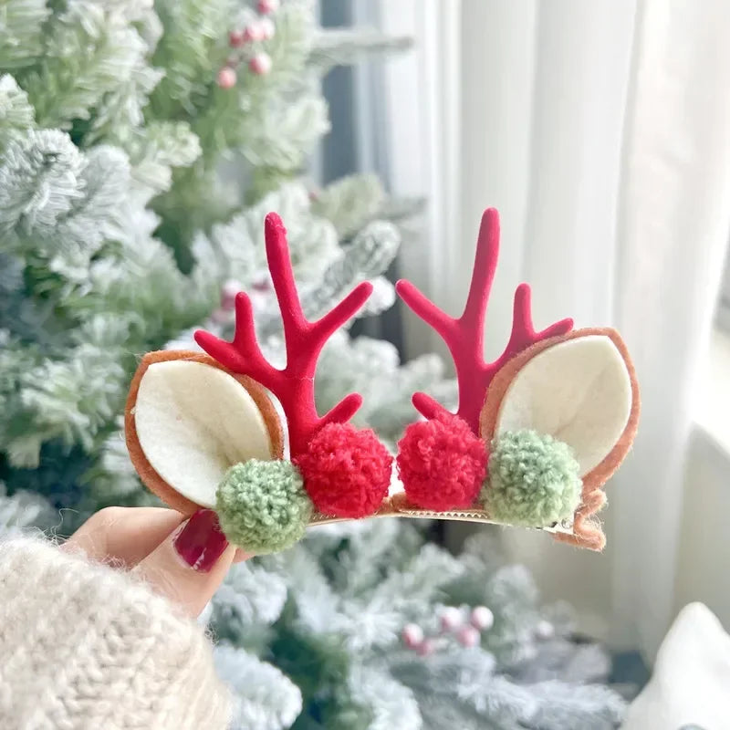 Christmas Antler Hair Clips Pendants Xmas Ornaments Merry Christmas